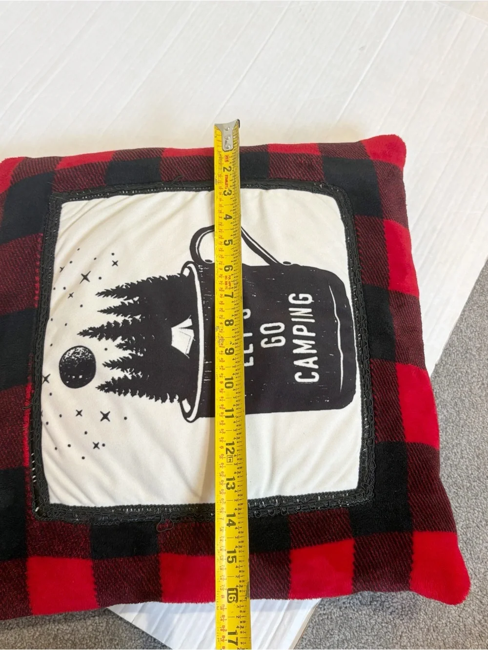 Carstens Home Red Buffalo Plaid Camping Rustic Throw Pillow 16x16 Tent Stars